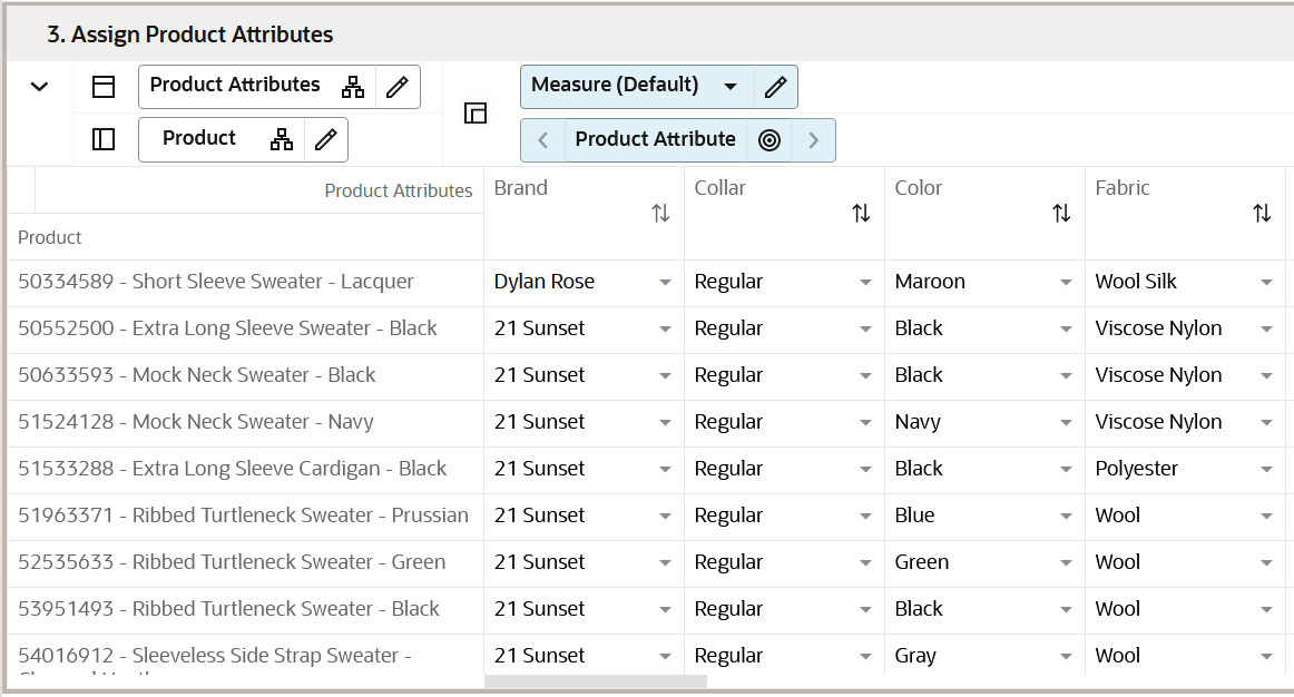 Assign Product Attributes View