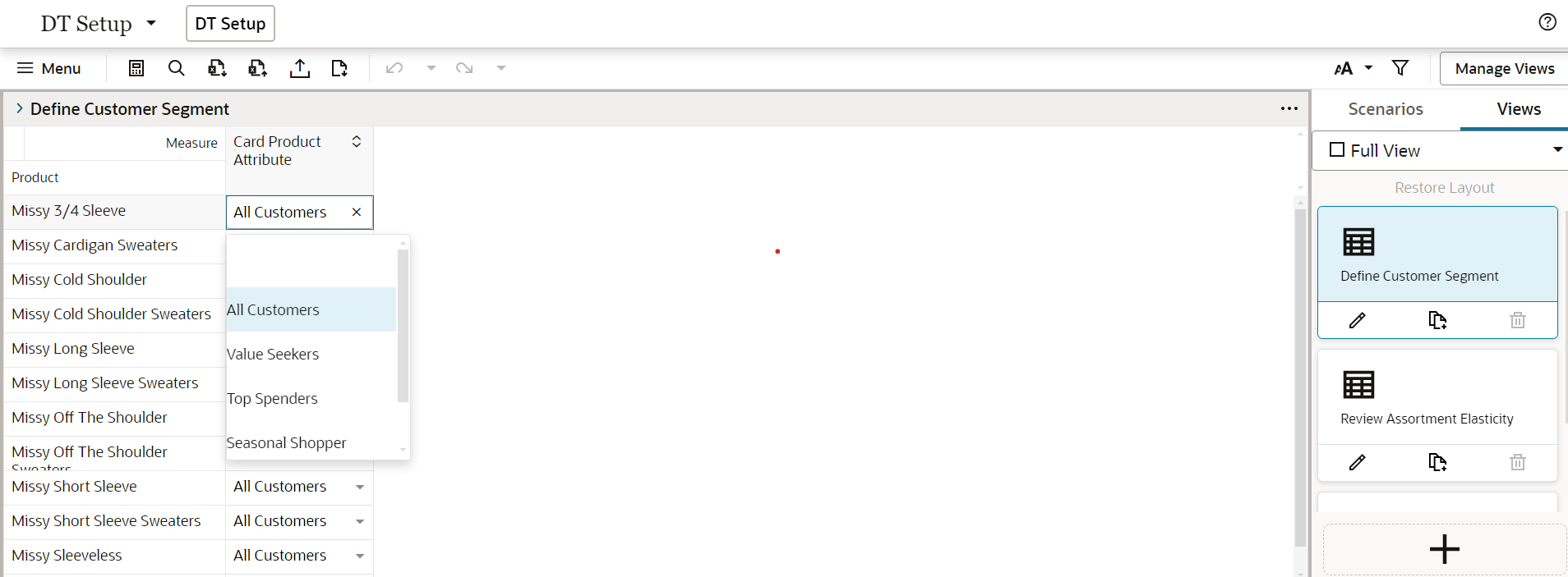 Define Customer Segment view Define Customer Segment view