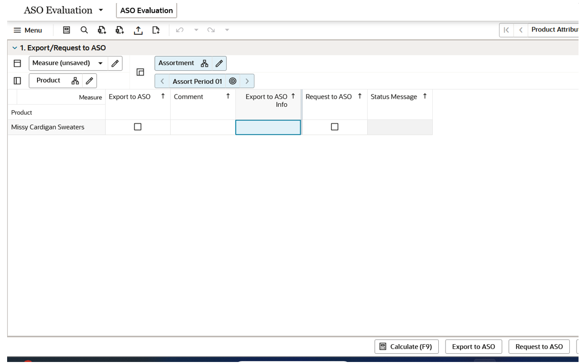 Export/Request to ASO View Export/Request to ASO View