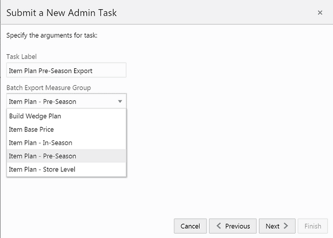 This figure shows the selection of an export measure group. This figure shows the selection of an export measure group.