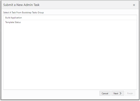 This figure shows the selecting the build application task. This figure shows the selecting the build application task.