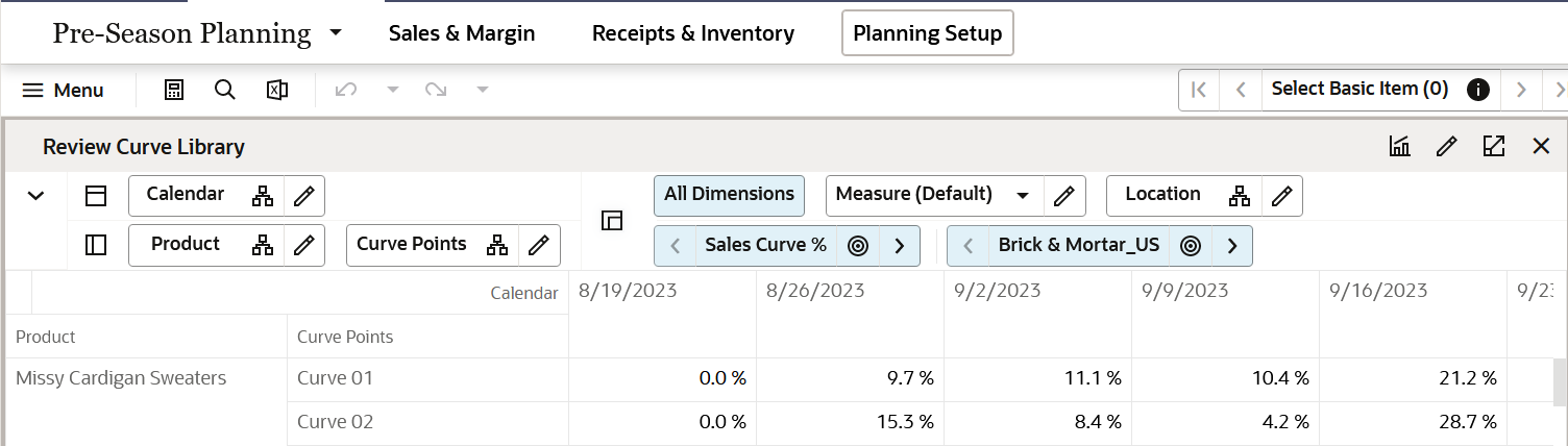Review Curve Library View