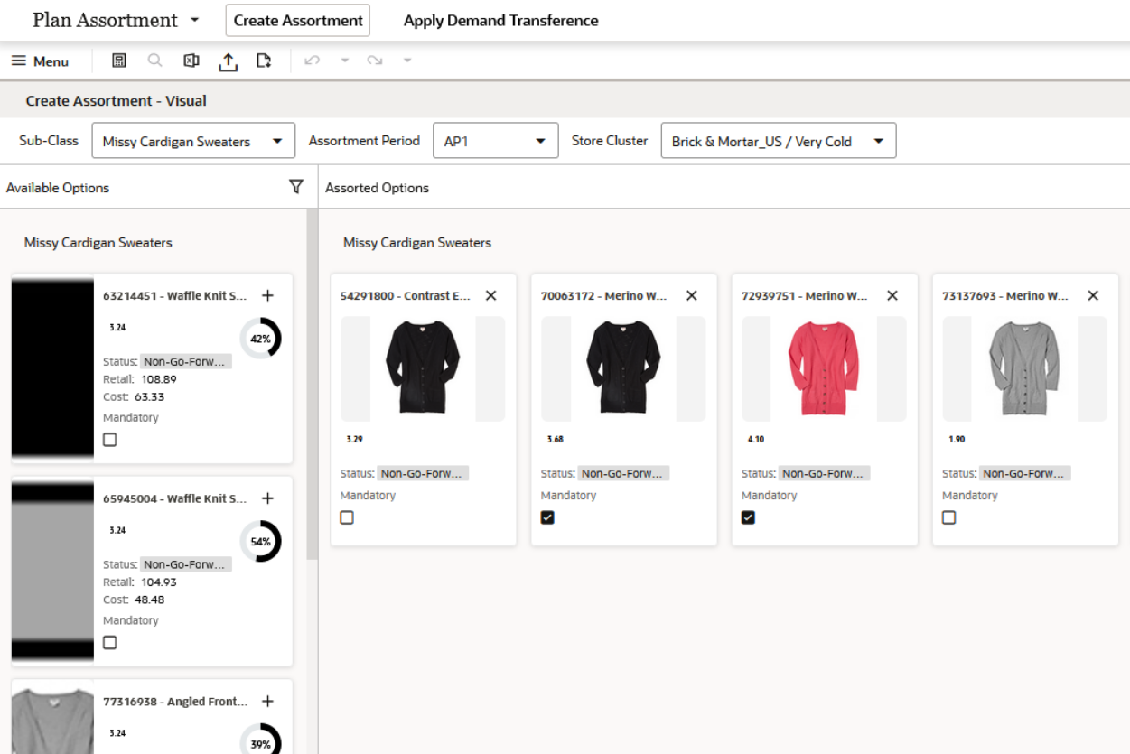 Create Assortment- Visual View