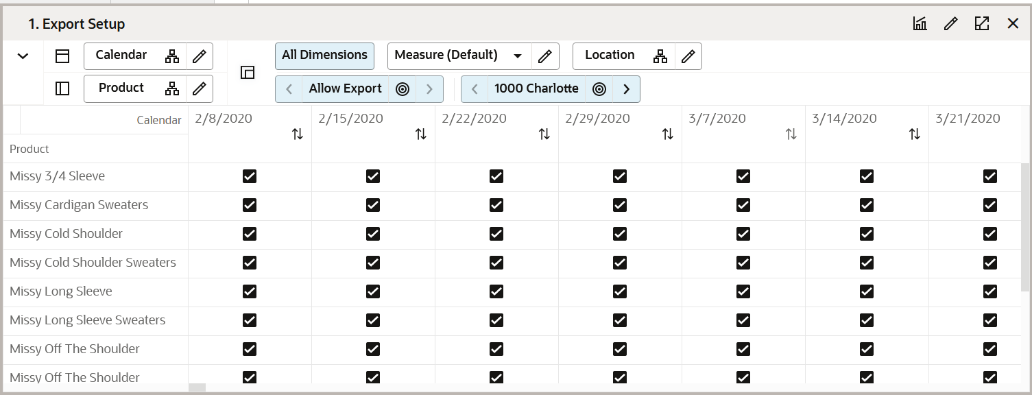Export Setup View