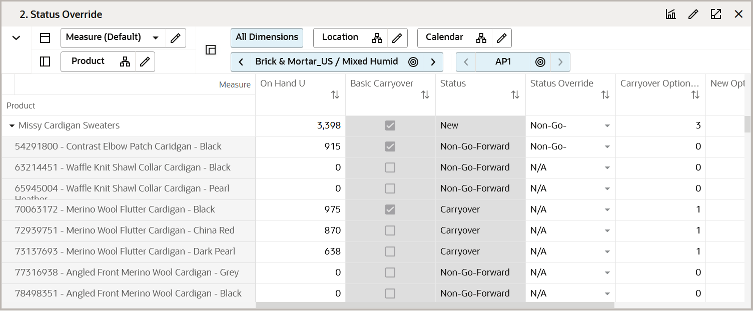 Status Override View