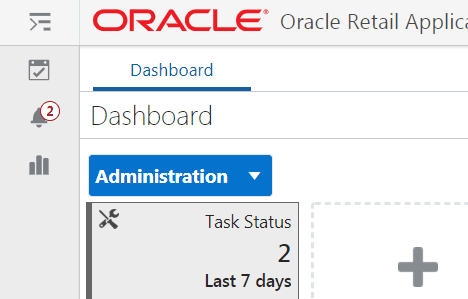 This figure shows the location of the Administration Dashboard selection.
