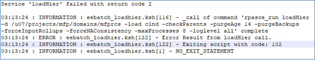 This image shows an example of a log showing an error.