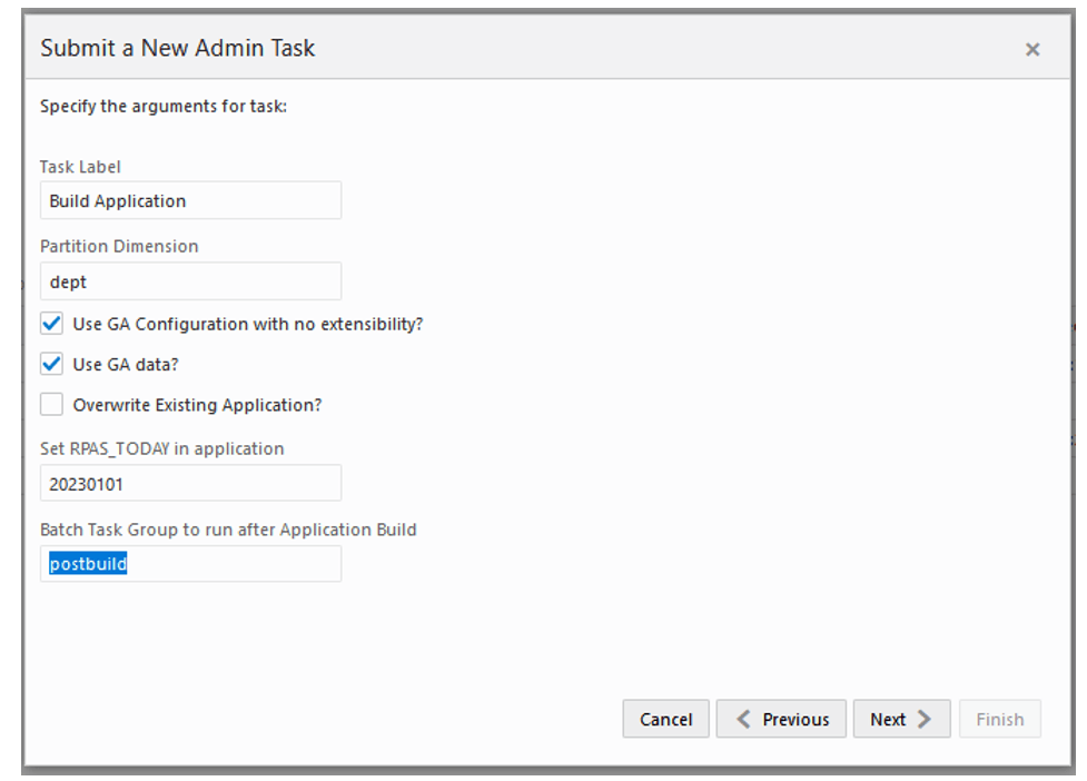 Select Options for GA App Build Select Options for GA App Build