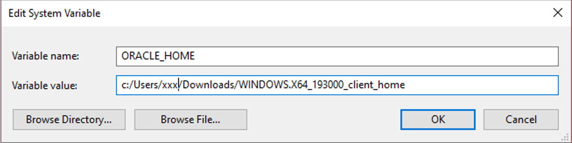 Example of ORACLE_HOME Variable Example of ORACLE_HOME Variable