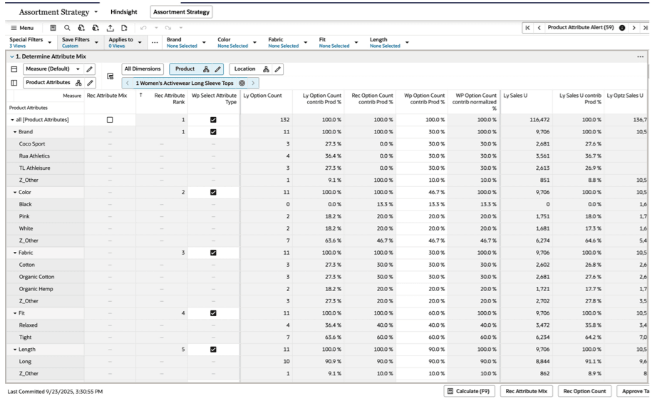Determine Attribute Values View