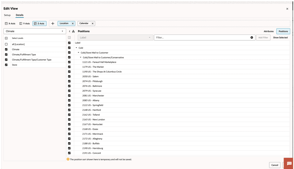 Define Location Rollup Edit View