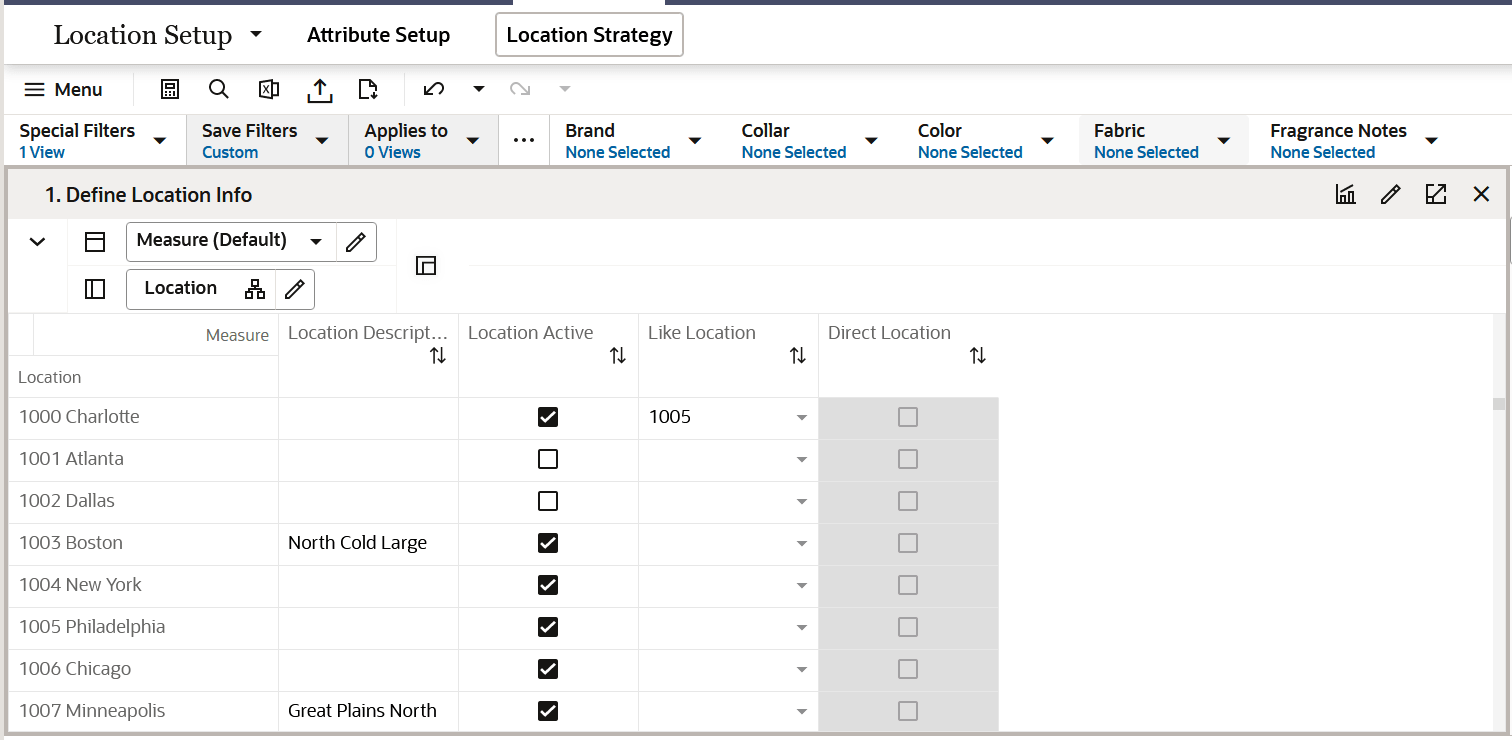 Define Location Info View Define Location Info View