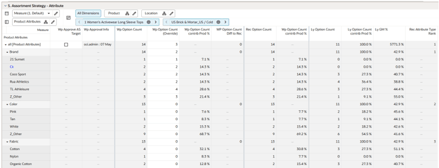 Assortment Strategy - Attribute View