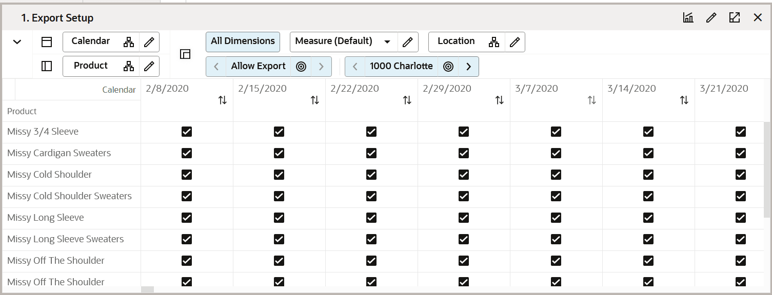 Export Setup View