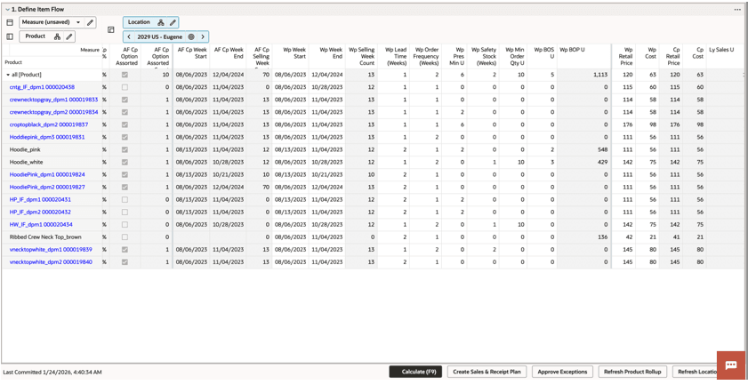 Define Item Flow View Define Item Flow View