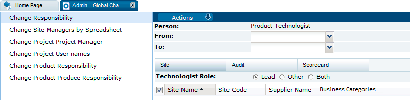 This figure shows the Change Responsibility page.