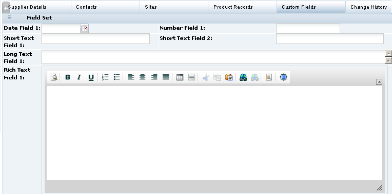 This figure shows the Custom Fields open for editing.