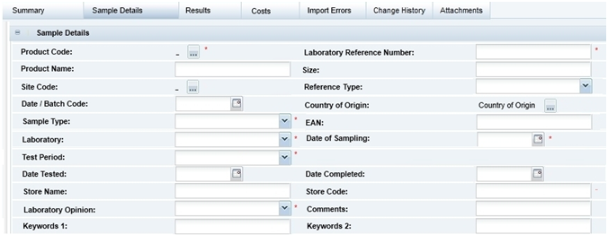 This figure shows the Surveillance Sample Details page.