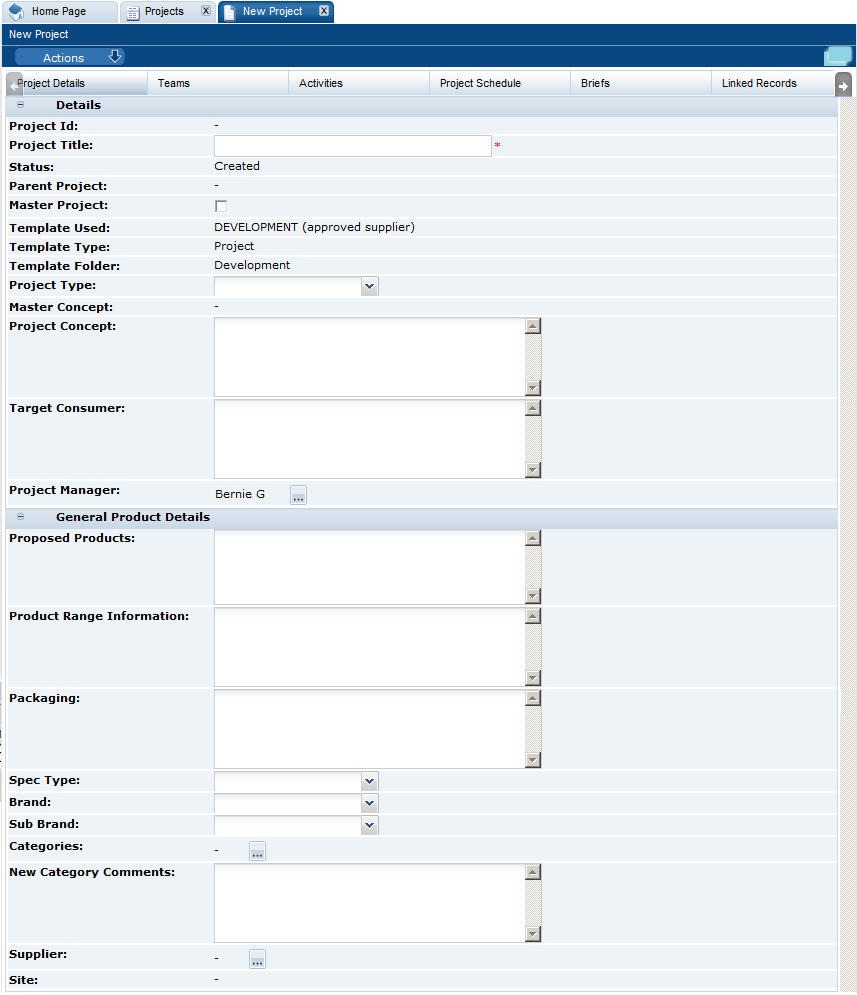 This figure shows the New Project page. This figure shows the New Project page.