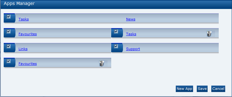 This figure shows the Apps Manager dialog box. This figure shows the Apps Manager dialog box.