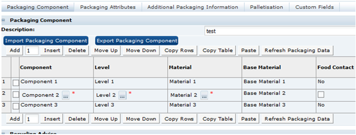 This figure shows the Packaging Import/Export buttons. This figure shows the Packaging Import/Export buttons.