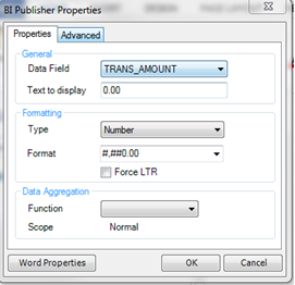 This figure shows the BI Publisher Properties dialog box.