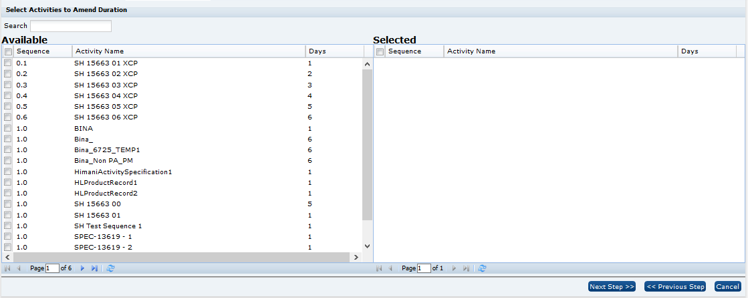Select Activities to Amend Duration Select Activities to Amend Duration