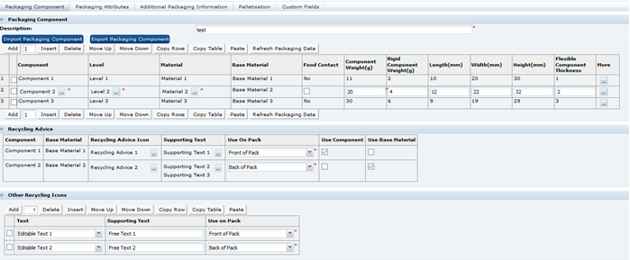 This shows the Food Specification Advanced Packaging. This shows the Food Specification Advanced Packaging.