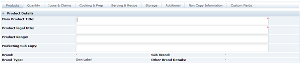This figure shows the Food Specification Products page. This figure shows the Food Specification Products page.