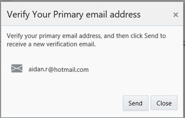 This figure shows the IDCS Verify Email Address dialog box. This figure shows the IDCS Verify Email Address dialog box.