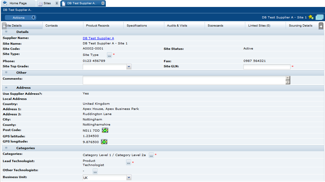 This figure shows the Site Details page. This figure shows the Site Details page.