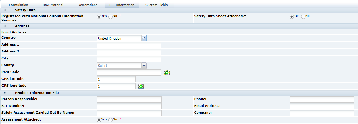 This figure shows the FNF PIF Information page. This figure shows the FNF PIF Information page.