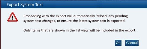 This figure shows the Export System Text dialog box.