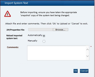 This figure shows the System Import Text dialog box.