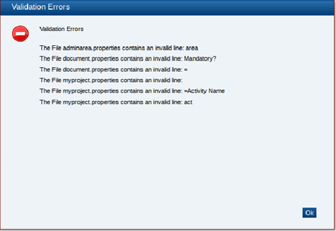 This figure shows the Import System Text Errors dialog box.