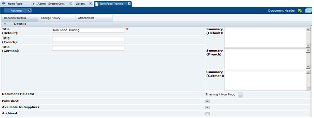 This figure shows the Document Details for Translation page.