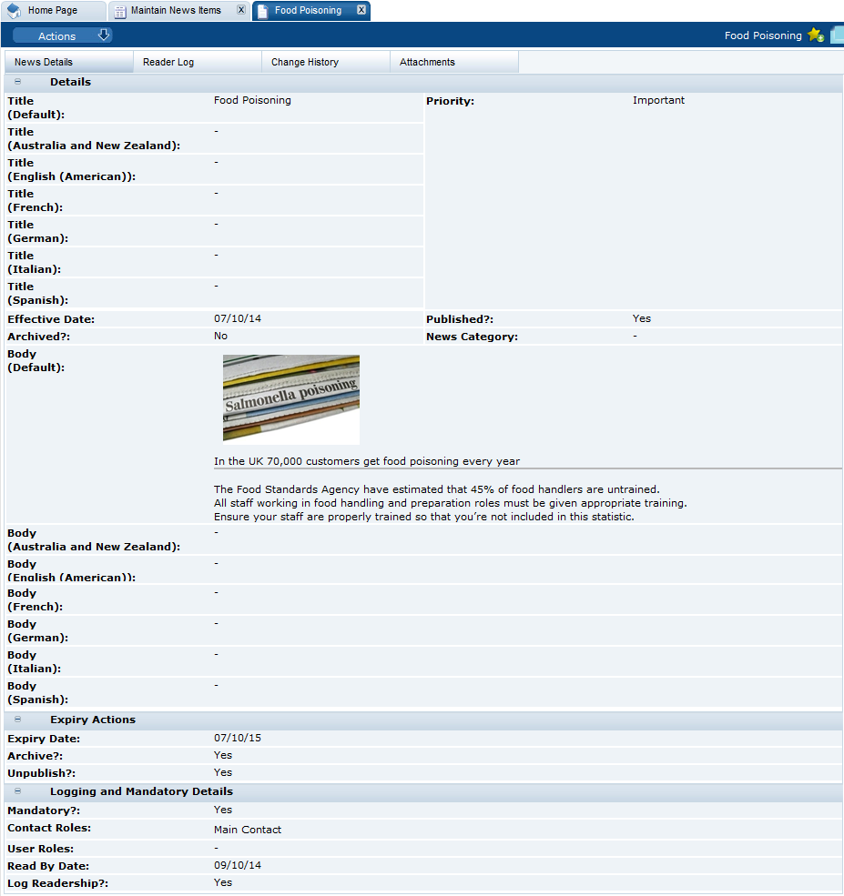 This figure shows the News Item Details page. This figure shows the News Item Details page.