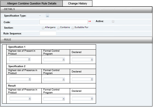 This graphic shows Allergen Combine Question Rule Details.