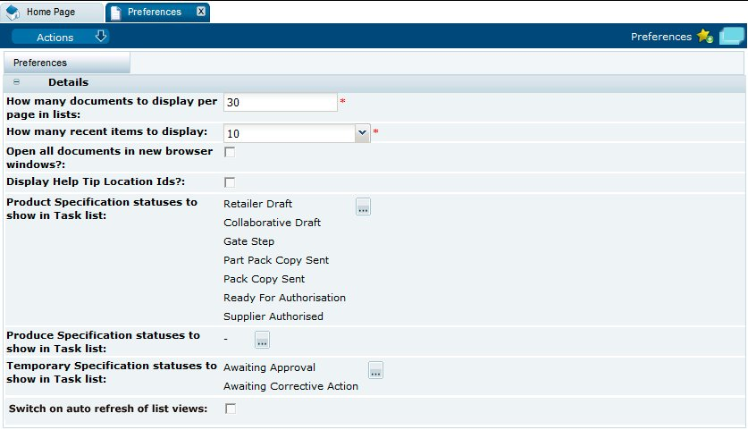 This figure shows the Preferences page. This figure shows the Preferences page.