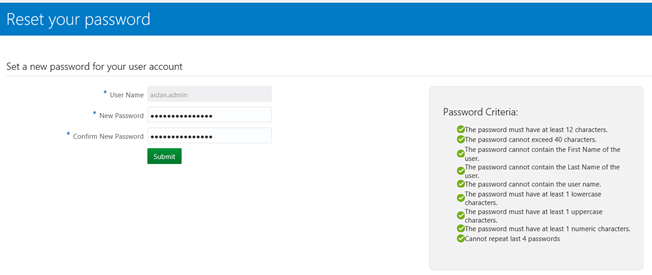 This figure shows the IDCS Reset Password page. This figure shows the IDCS Reset Password page.