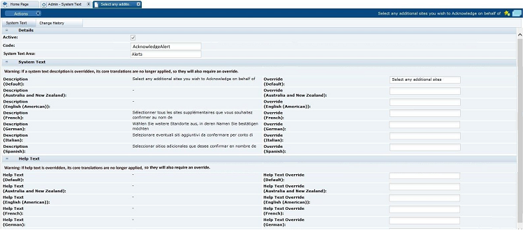This figure shows the System Text Details page.