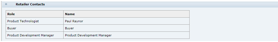 This figure shows the Food Specification Retailer Contacts.