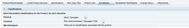 This figure shows the Surveillance Classifications page.