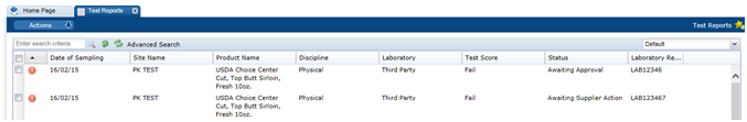 This figure shows the Surveillance Test Reports page.