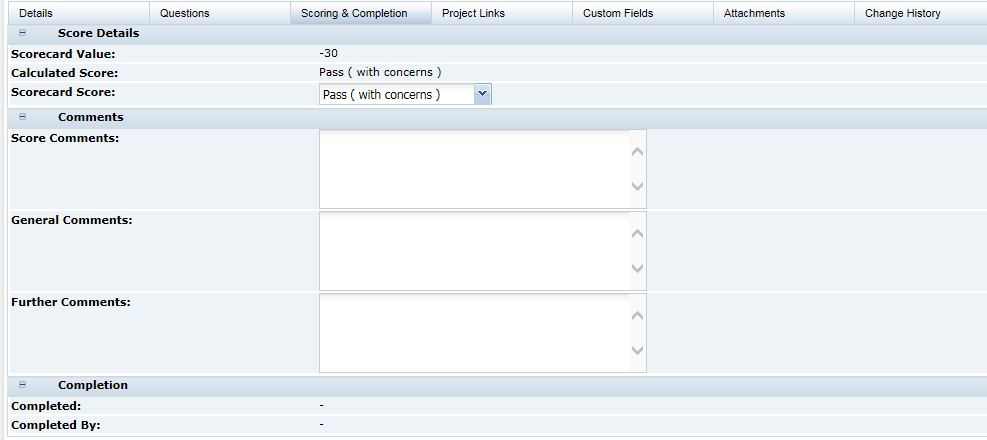 This figure shows the Scoring & Completion page.