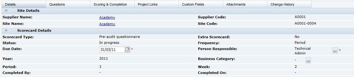 This figure shows the Scorecard Details page.