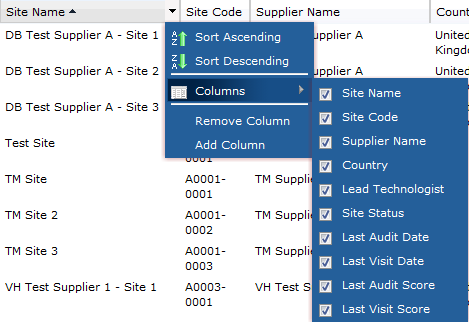 This figure shows the options for changing the list view.