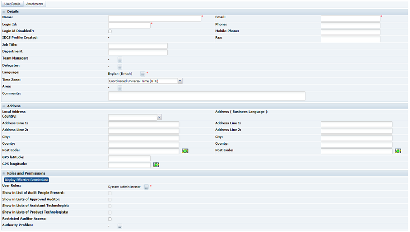 This figure shows the New User page for a Retailer user.