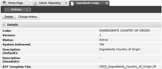 This figure shows the Report Template Details.