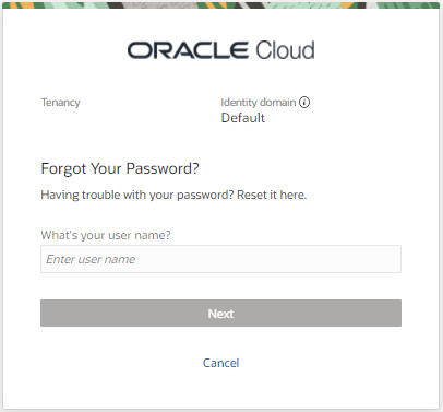 This figure shows the OCI IAM Forgot Your Password page.